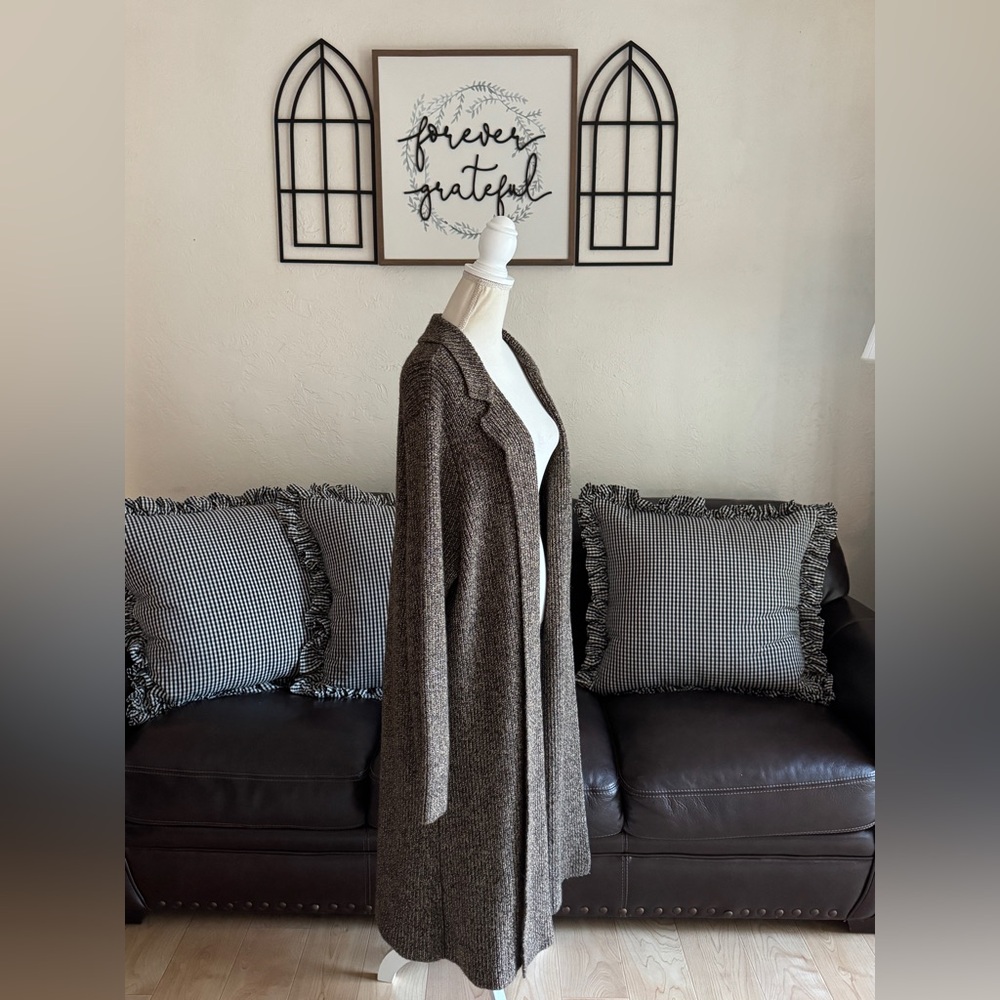 Lauren Ralph Lauren Brown Gold Metallic Knitted Maxi Long Sweater Coat Size 3X - Picture 7 of 13